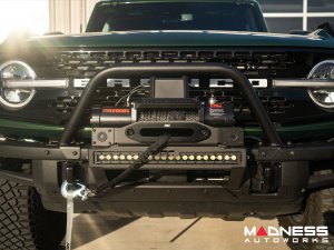 Ford Bronco Winch Mount - High Mount - OE Modular Bumper - Rough Country - PRO9500S Winch - Black Series LED Ford Bronco Winch Mount - High Mount - OE Modular Bumper - Rough Country - PRO9500S Winch - Black Series LED